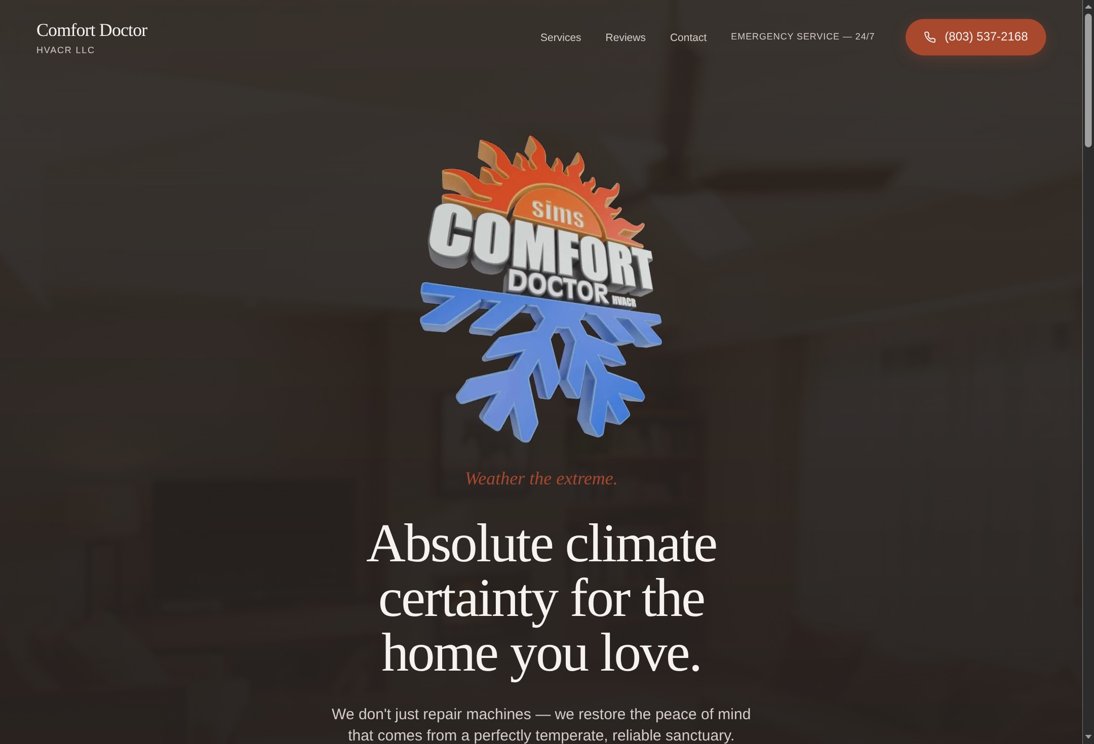Comfort Doctor HVACR website presenting heating, cooling, and refrigeration services